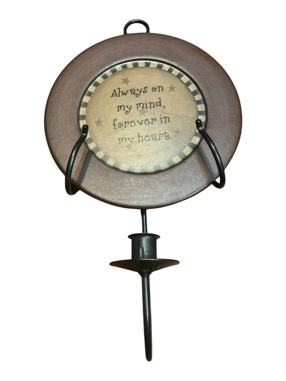 💟 Primitive Country Wall Candle Sconce W/Decorative Plate